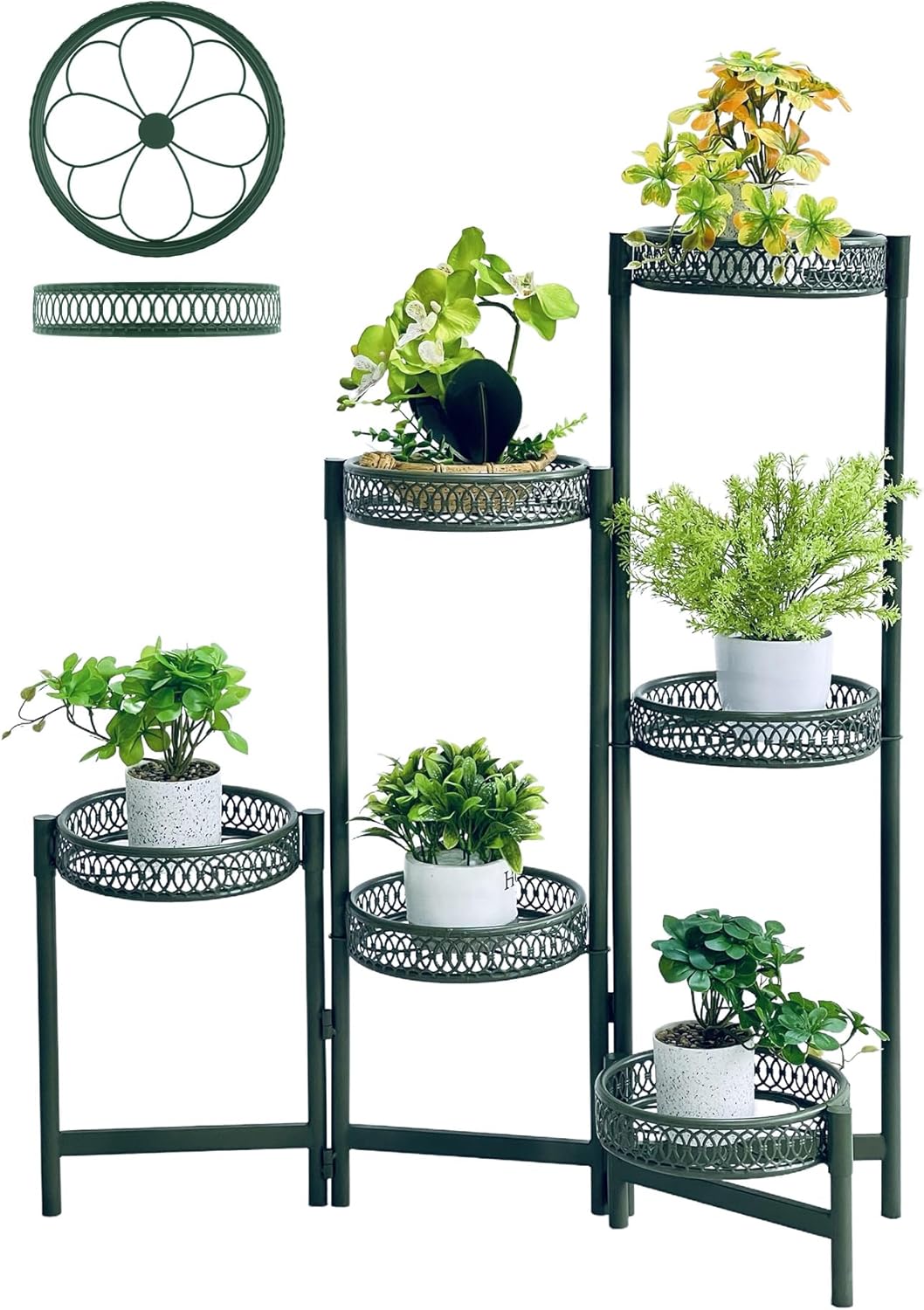 Metal Plant Stands Indoor Outdoor, 6 Tier Plant Stand Corner Plant Shelf, Folding Tall Plant Rack, Heavy Duty Iron Flower Display Holder Stand for Living Room Patio Porch Balcony - GreenFlower