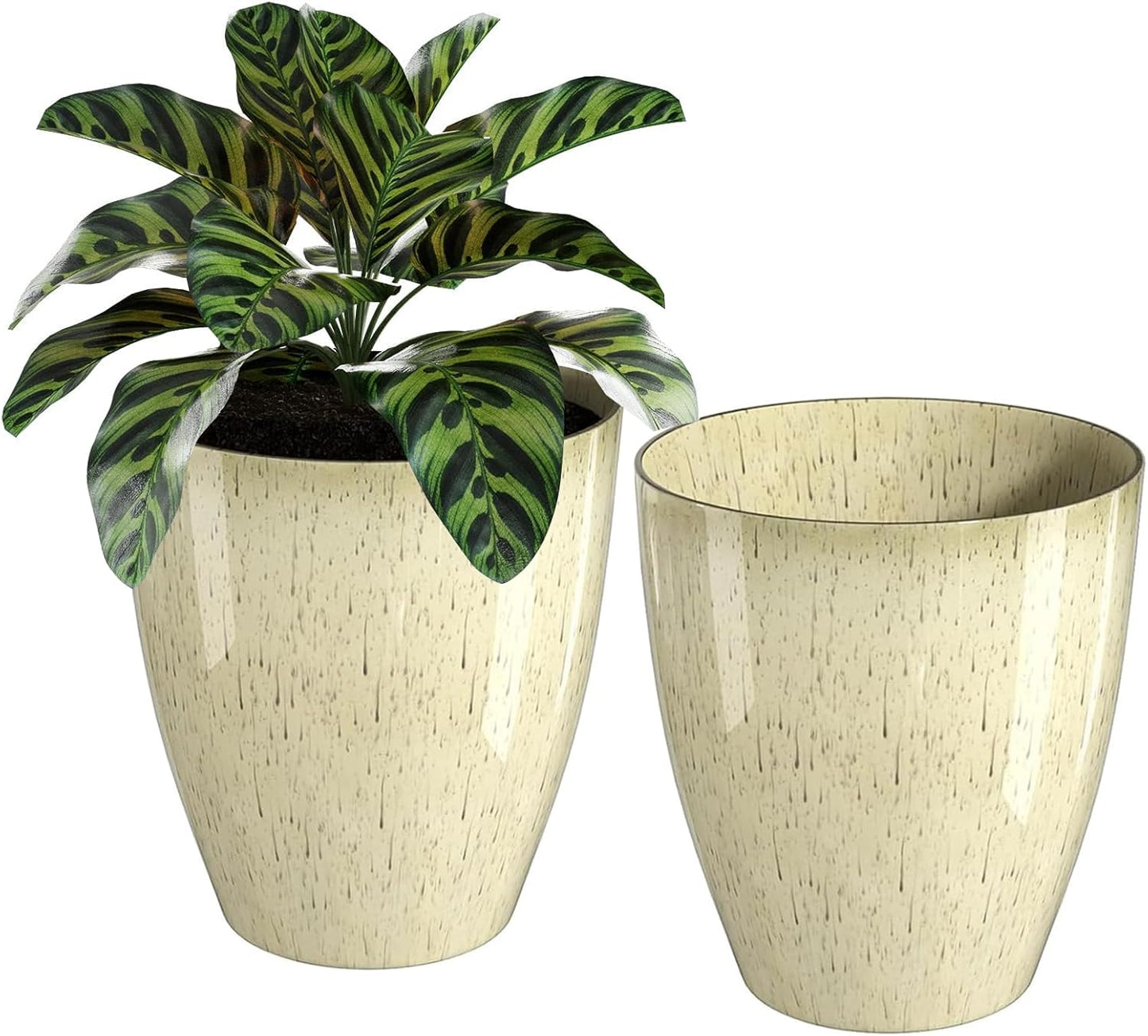 QCQHDU 10 inch Tall Planters for Indoor & Outdoor Plants, 2 Pack Sturdy Plant-Flower-Tree Pots for Front Porch Patio Deck Living Room Decor