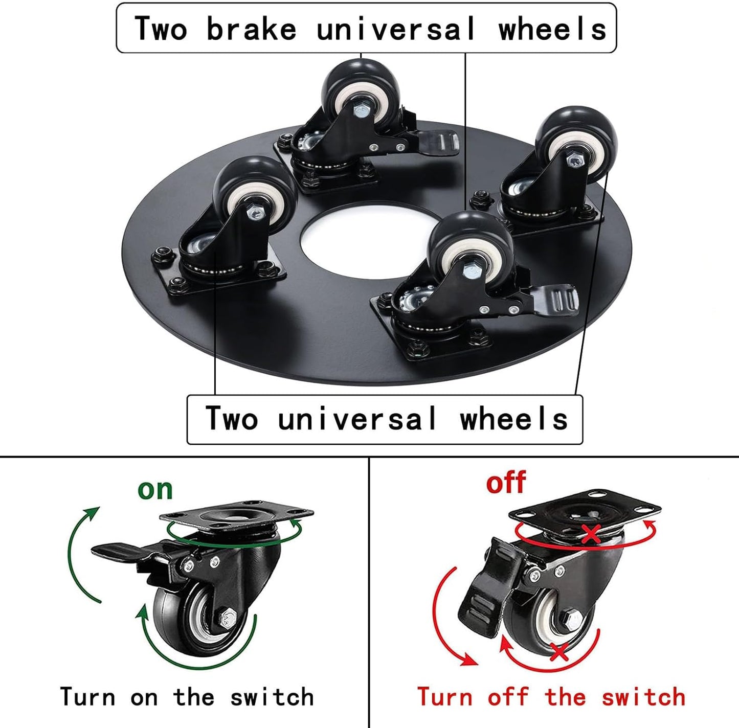 Plant Stand with Wheels,3.0mm Thick Aluminum Alloy Plant Caddy with Wheels Heavy Duty, Rolling Plant Stand Holds 12 Inch and 500lbs(Black)