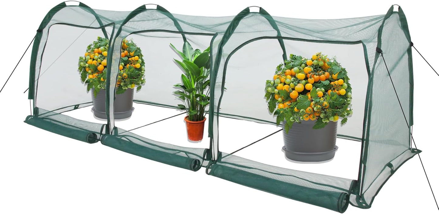 Flexible Net Grow Tunnel - Garden Greenhouse Mesh Cover Growhouse Cloche for Protecting Fruit Vegetables Plants Cultivation (3M)