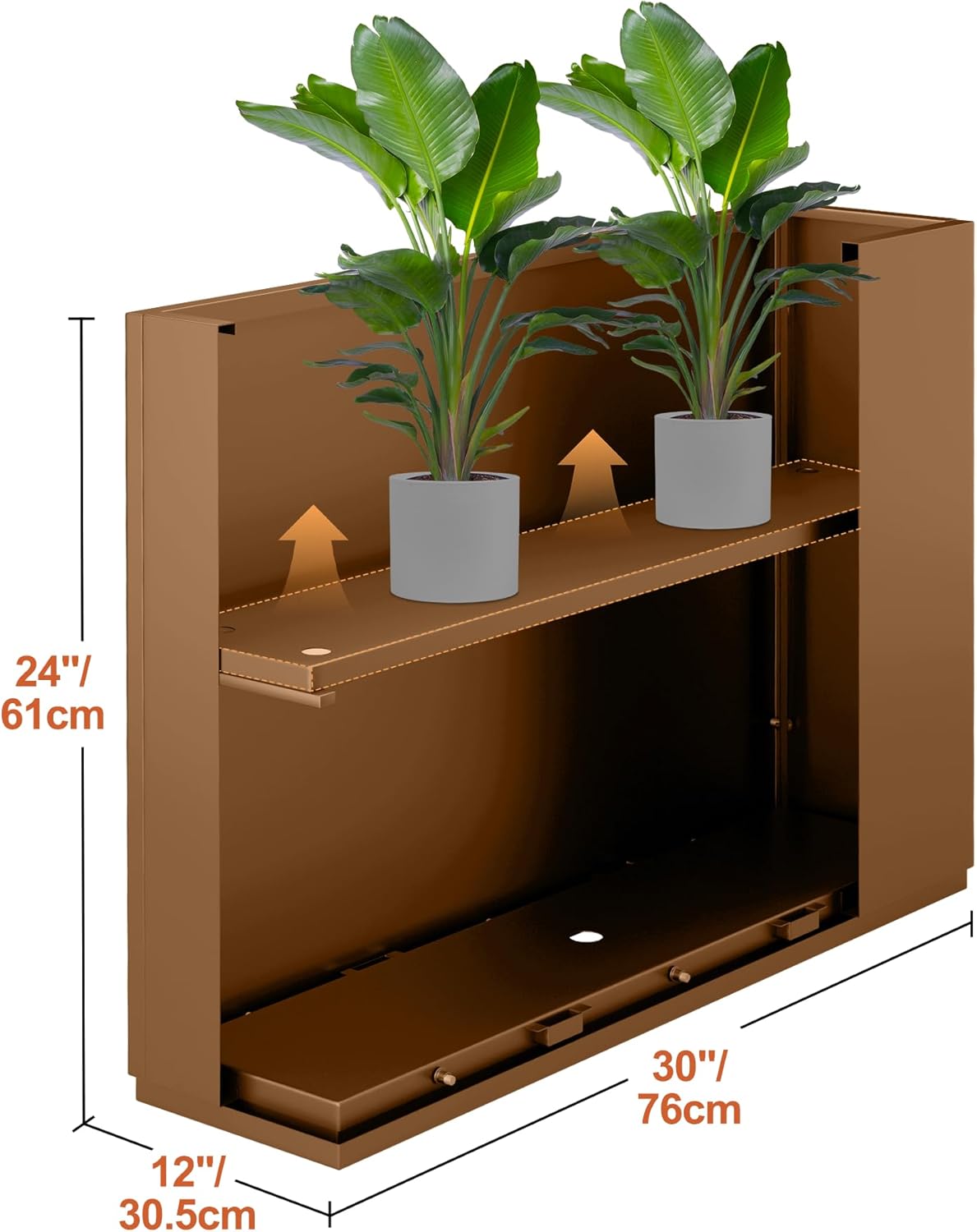 Metal Rectangular Planter for Outdoor Plants, Coated Large Planter Box with Drainage, Outdoor Patio PLanters with Sturdy Thickened Divider for Yard, Garden