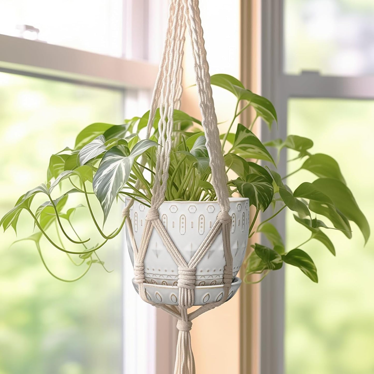 G EPGardening Ceramic Plant Pot - Succulent Pots with Drainage Hole and Saucer 5 Inch Planter for Indoor Plants Outdoor Decorative Round Flower Pot White