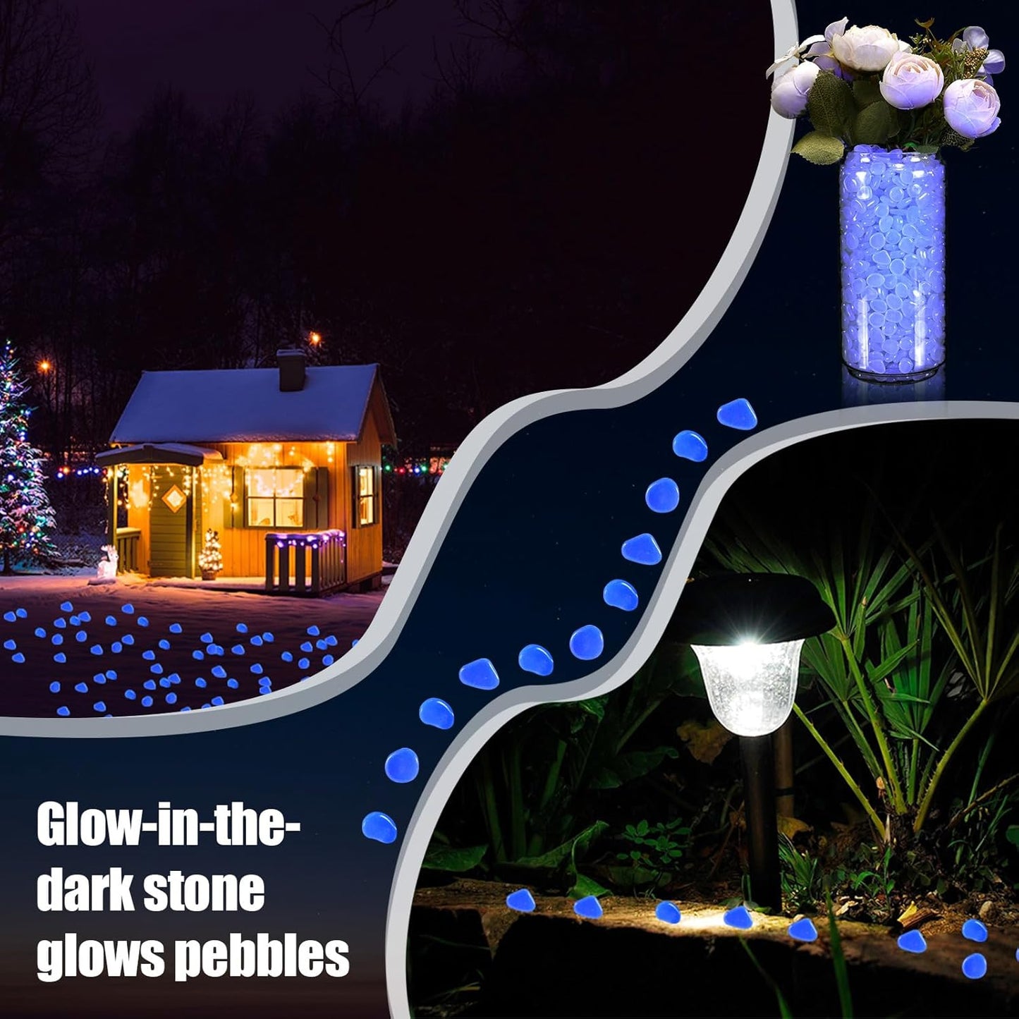 Sasylvia 12000 Pcs Glow in The Dark Rocks Glow in The Dark Stones Glowing Rocks for Garden Outdoor Glowing Fish Tank Pebbles Luminous Stone for Outdoor Yard Patio Aquarium Landscaping (Dark Blue)