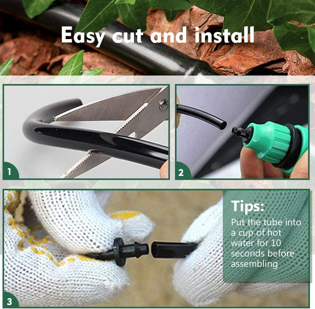 Bonviee 200ft 1/4 inch Drip Irrigation Tubing Blank Distribution Hose Garden Watering Tube Line for Drip Irrigation System