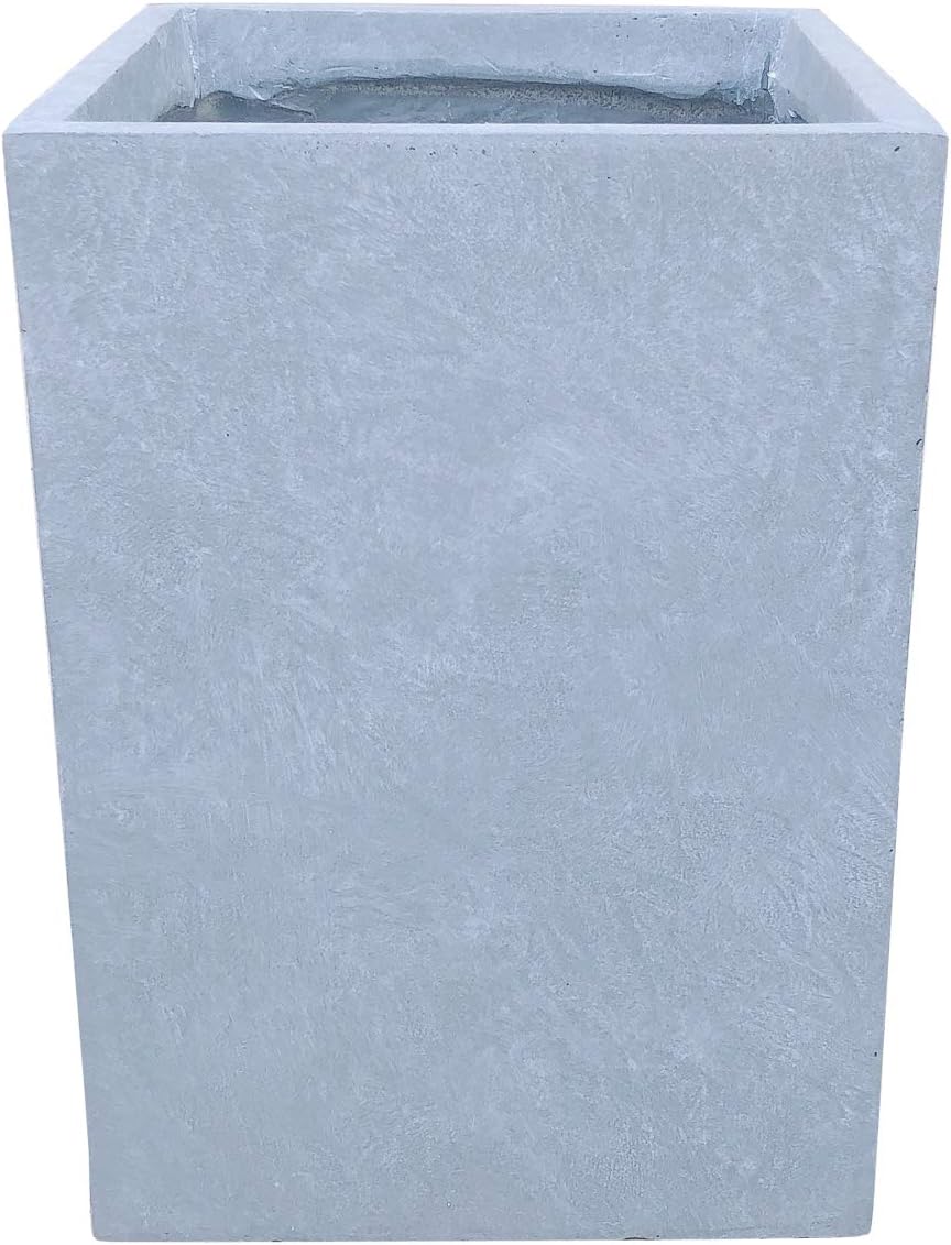 Kante 12.6" H Tall Rectangular Concrete Planters, Outdoor Indoor Lightweight Plant Pots with Drainage Hole and Rubber Plug, Modern Style for Home Garden Patio, Slate Gray