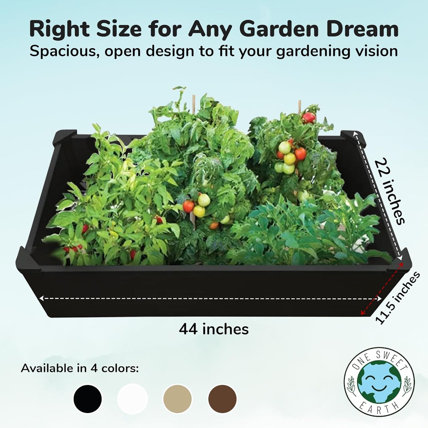 Raised Garden Bed - 2x4 ft Planter Box - Black HDPE - No Tools Needed - DIY Kit for Urban Gardening, Flowers, Herbs & Vegetables - Made in The USA