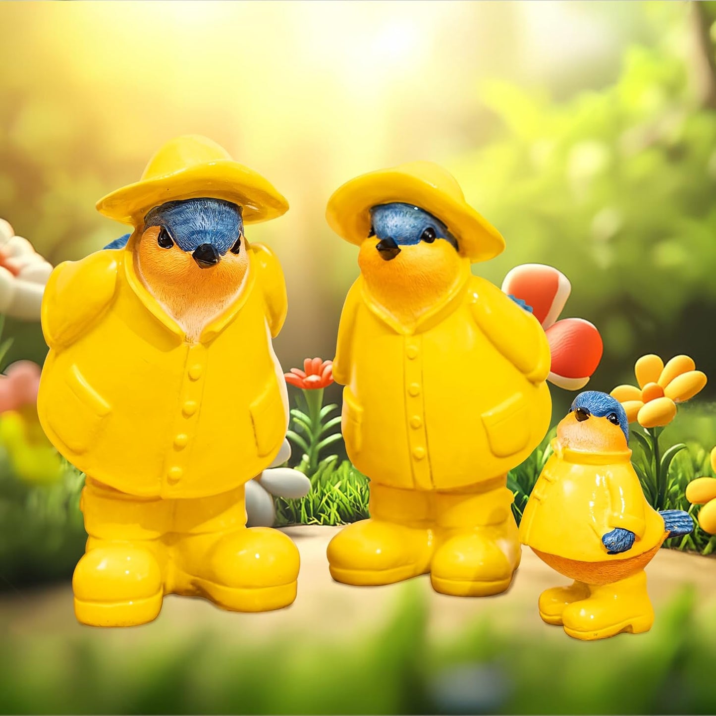 Topadorn Poppy Family Statue Home Decor Resin Sculptured Hand Painted Figurine Creative Craft Cute Decoration Gift for Kids Womens Decorative Garden Yard Room