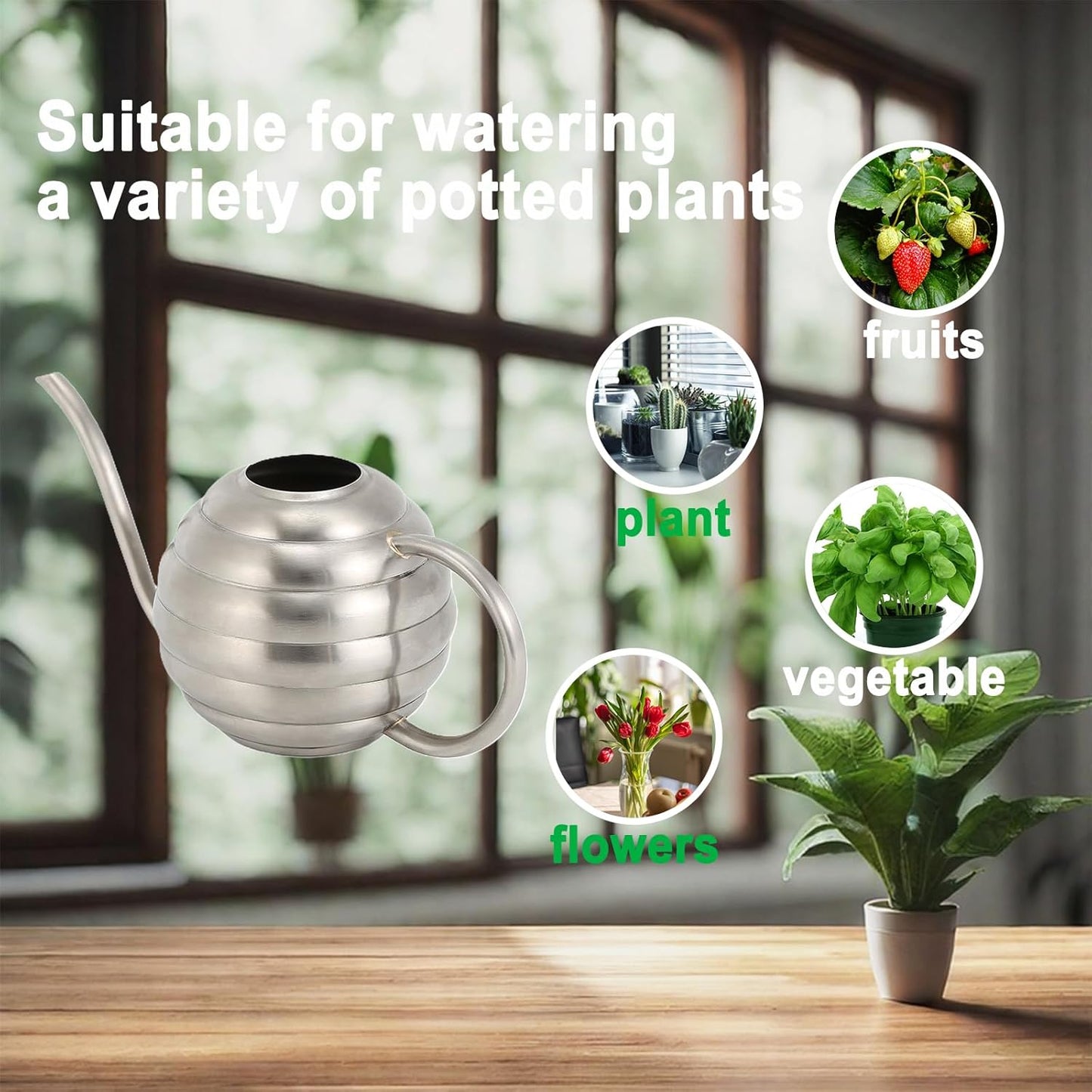 Plant Watering Bottle, 400ml/14oz, Retro Style Watering Can, Matte, Frosted (Silver)