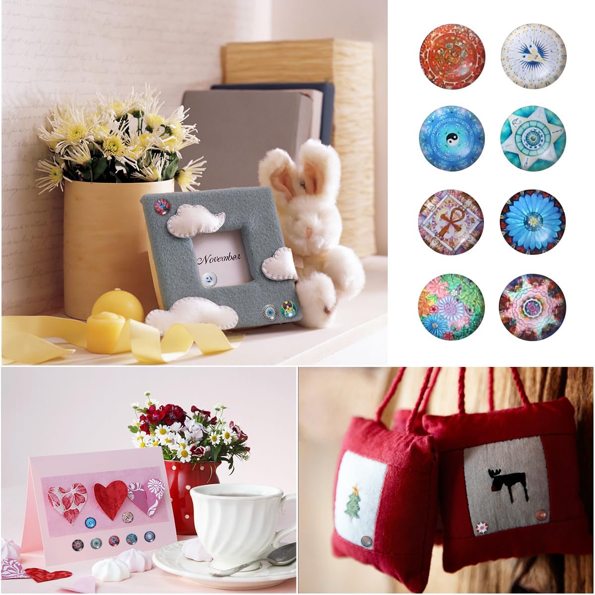 200pcs 12mm Mixed Round Mosaic Tiles for Crafts Glass Mosaic Supplies Flat Marbles,Glass gems for Crafts,Glass Tiles for Jewelry Making