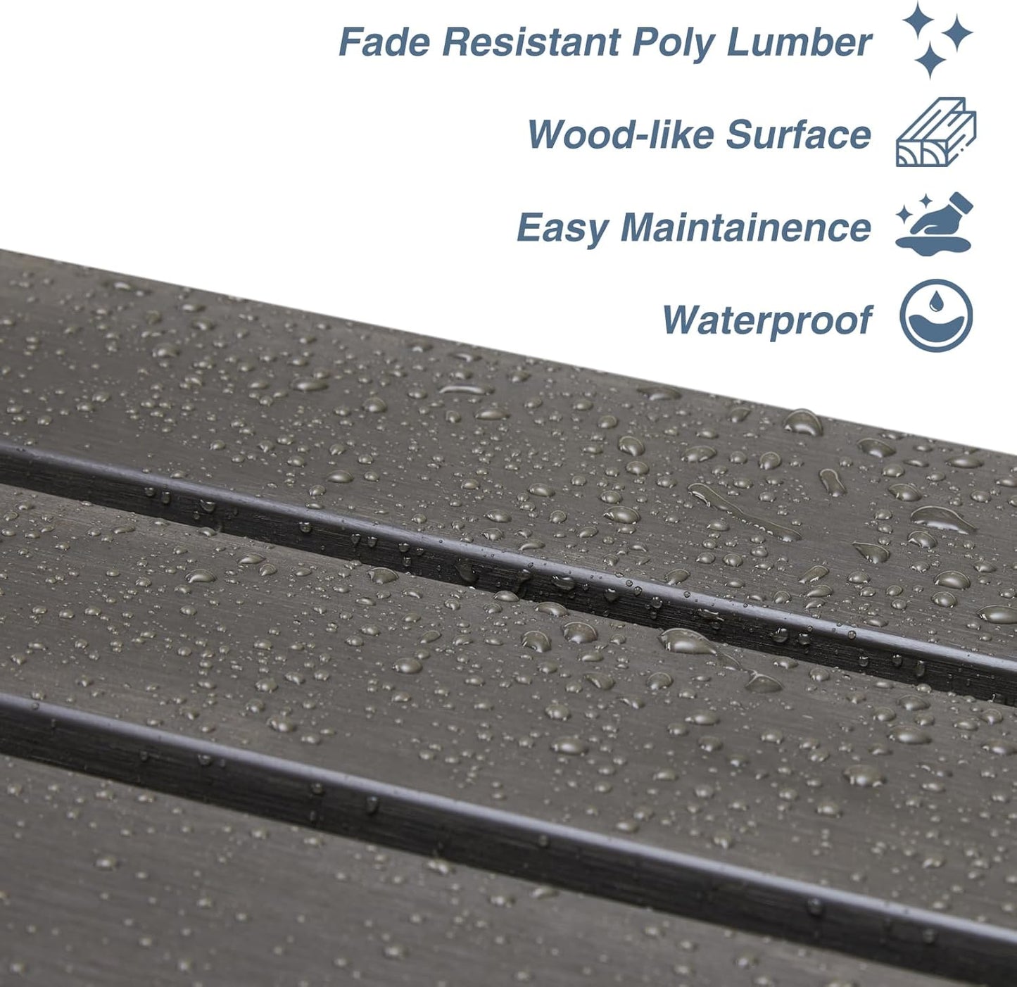 Psilvam 2-Person Outdoor Memorial Bench, All-Weather Poly Lumber Garden Bench, Rot-Resistant Outdoor Patio Bench for Park,Porch,and Church(Grey)