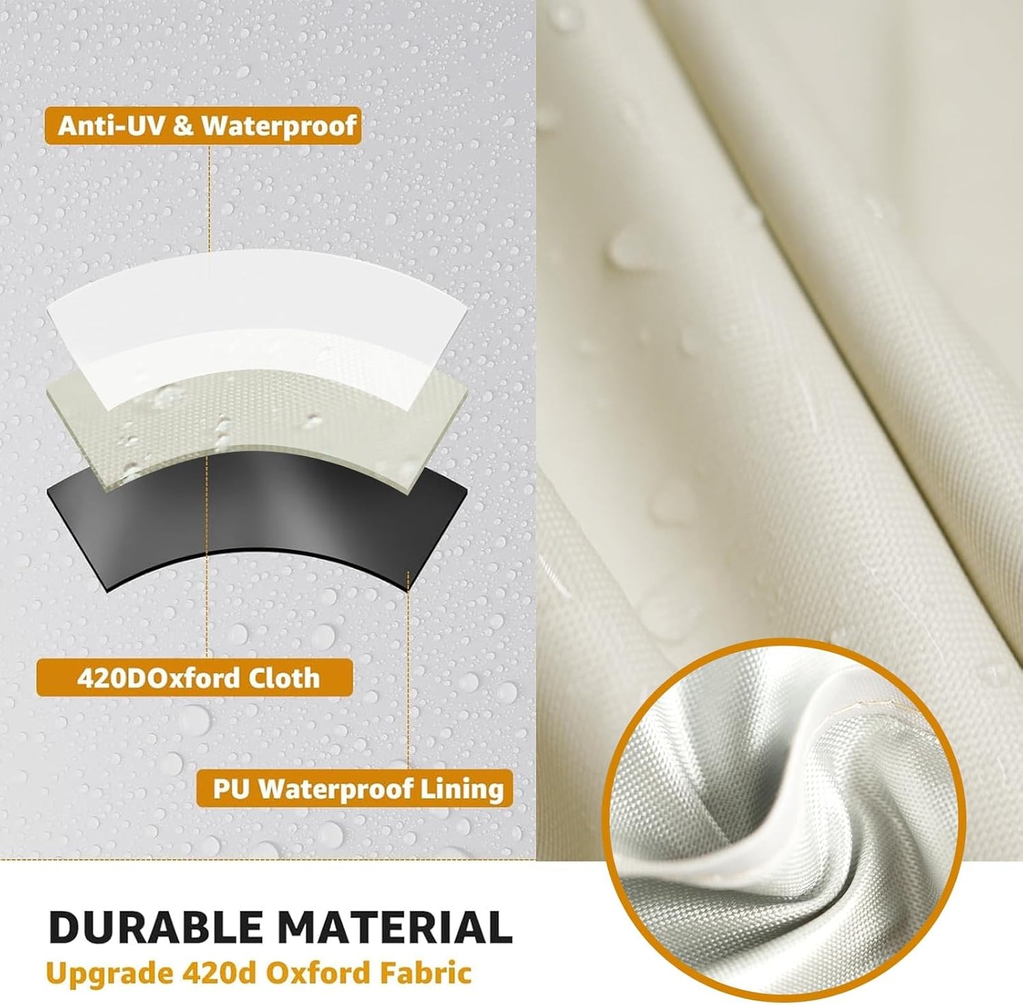 Patio Cushion Storage Bags 420D Waterproof Outdoor Storage Bag Furniture Cushion Cover Christmas Tree Storage Bag with Handles and Zipper 60"L x 20"W x 28"H Beige