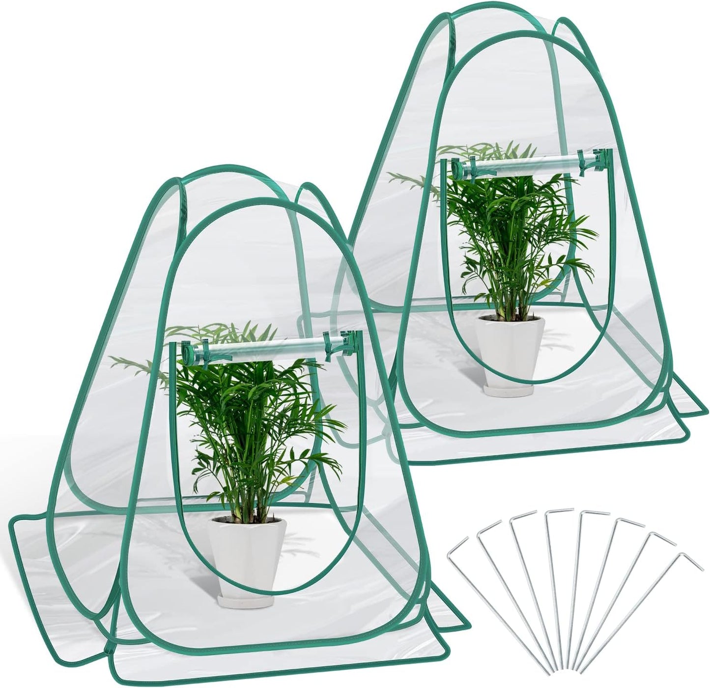 Pop Up Greenhouse Cover, Mini Greenhouse PVC Gardening Plant 2-Pack, Portable Small Green House for Indoor Outdoor, Sunshine Room Backyard Flow