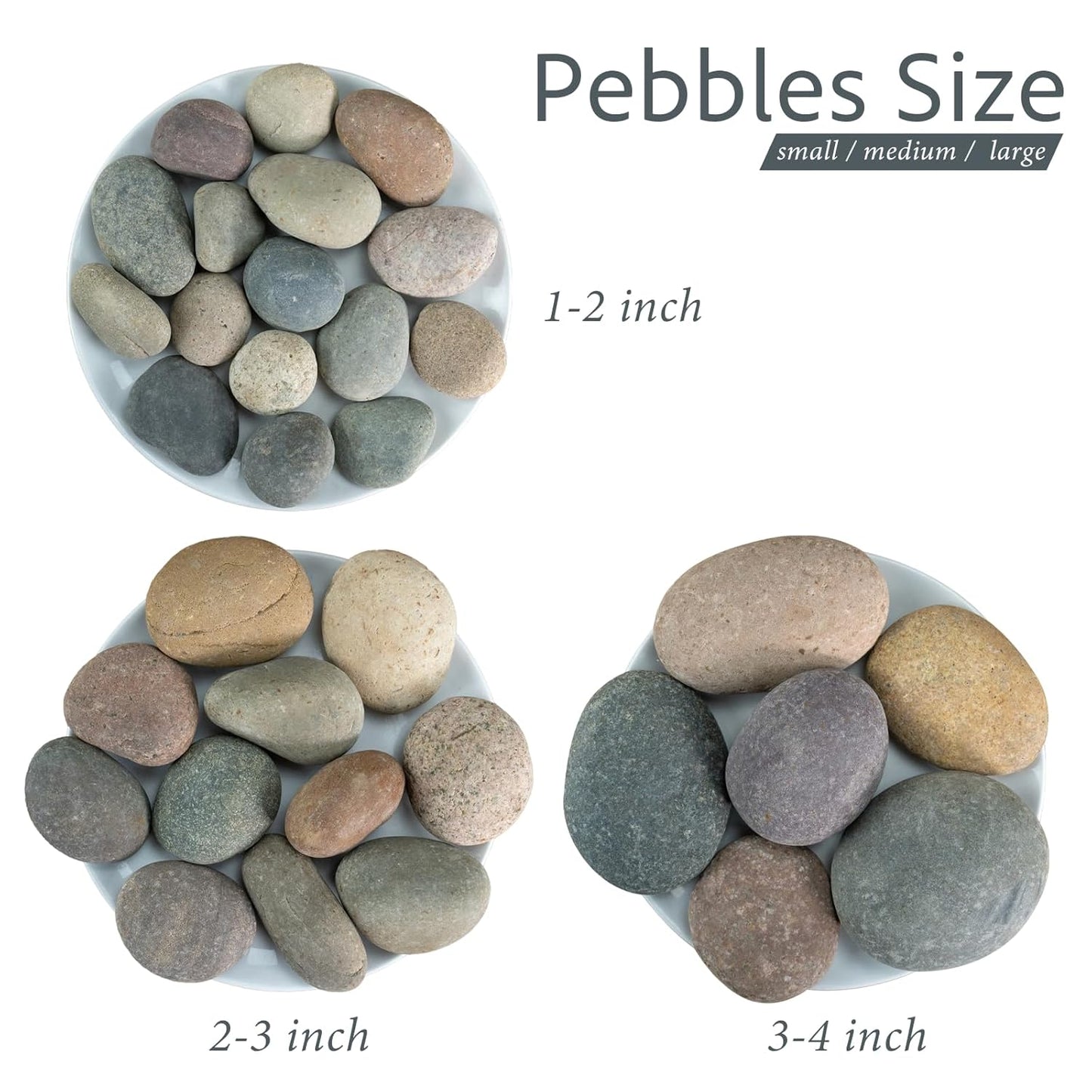 River Rocks for Landscaping, 40lbs Aquarium Rocks, 2-3 Inch Colorful Pebbles for Indoor Plants, Natural Stones for Garden Paving Plant Rocks Crafting Walkways