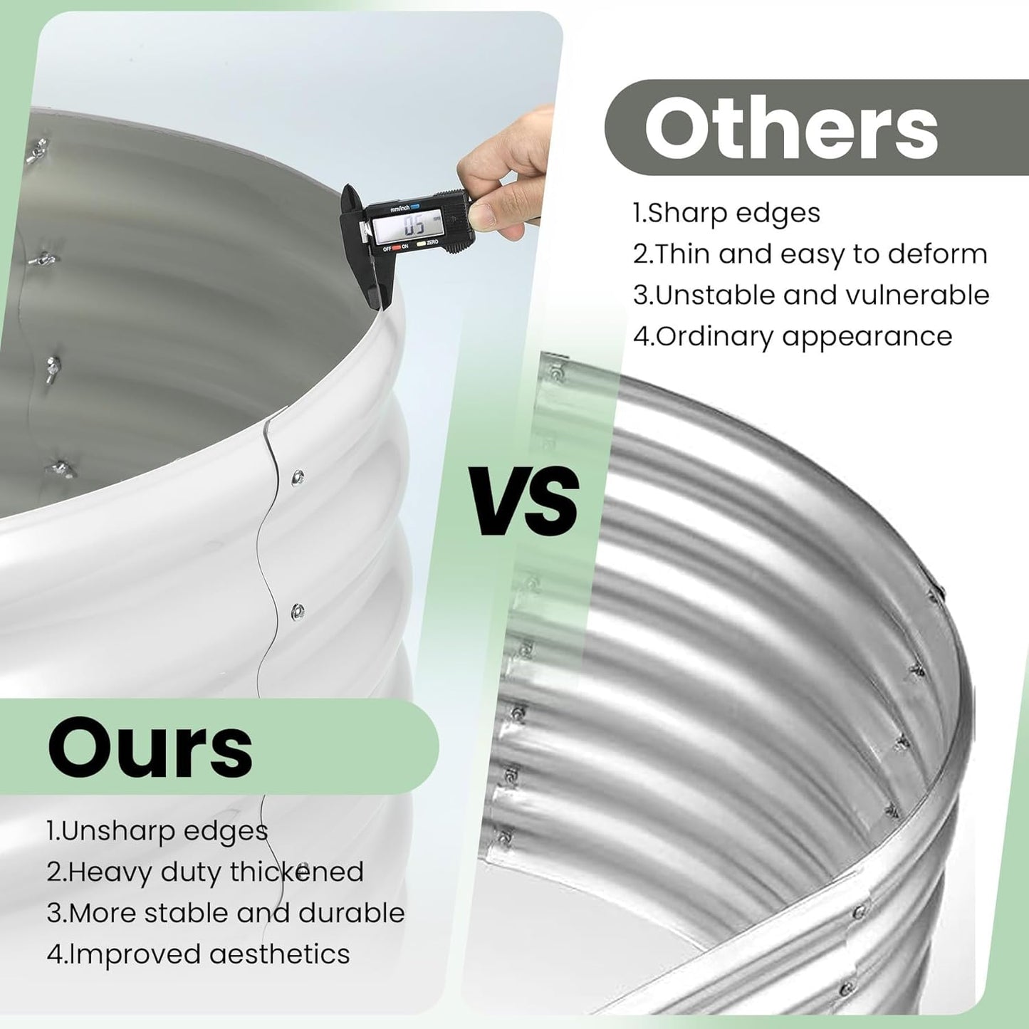 Galvanized Raised Garden Bed, 8x2x1.5Ft Metal Planter Box Outdoor, Oval Open-Ended Base Planter Raised Boxes for Vegetables Flower Herb,Beige