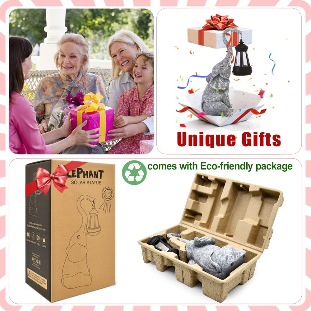 Goodeco Elephant Statue for Garden Decor with Gift Appeal - Ideal Gifts for Women, Mom or Birthdays, Beautifully Crafted Outdoor & Home Decor to Wow Your Guests (11" Elephant)