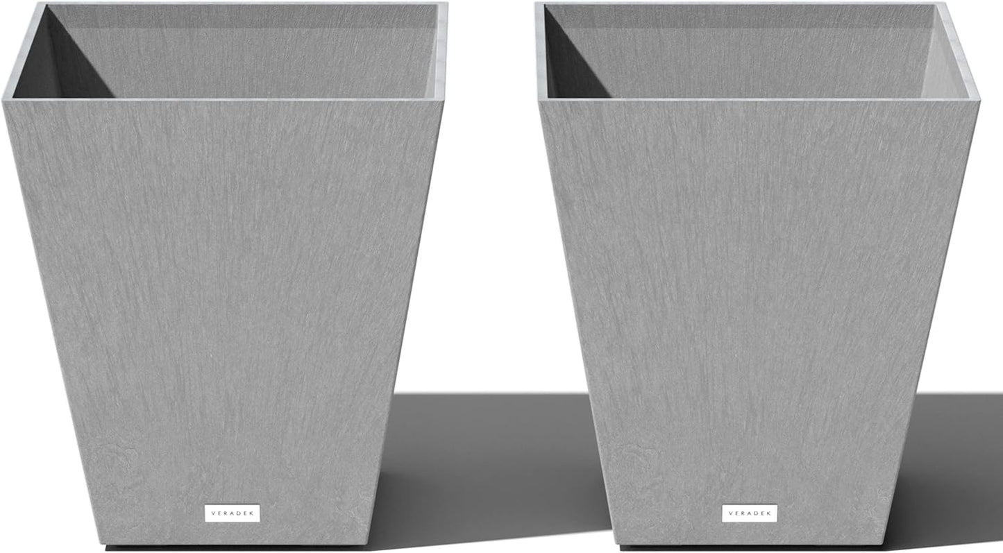 Veradek Pure Series Nobleton Plastic Planter - Large Pots for Indoor or Outdoor Porch/Patio | Durable All-Weather Use with Drainage Holes | Modern Planter Décor for Flowers, Shrubs, Trees