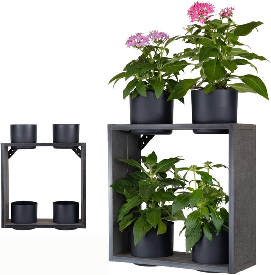 Urban Garden Decor with Pots Included, Case Planters for Indoor Outdoor Plants, Hanging Flowerpots, Wall Hanging Plant Holder Window Plant Shelves (Coffee Brown, Case)