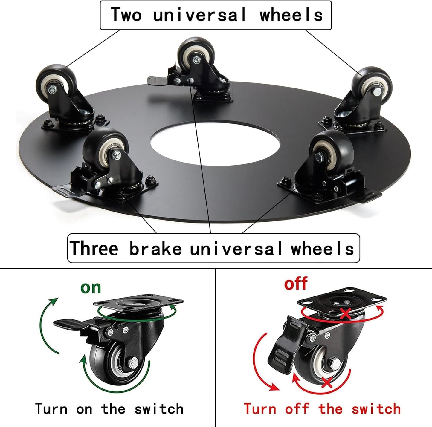 Plant Stand with Wheels,3.0mm Thick Aluminum Alloy Plant Caddy with Wheels Heavy Duty, Rolling Plant Stand Holds 18 Inch and 500lbs(Black)