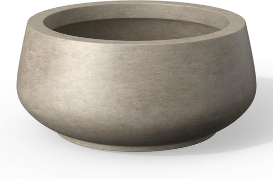 Kante 12.5" Dia Round Concrete Bonsai Planters, Outdoor Indoor Garden Plant Pot with Drainage Hole for Home, Patio, Garden, Weathered Concrete