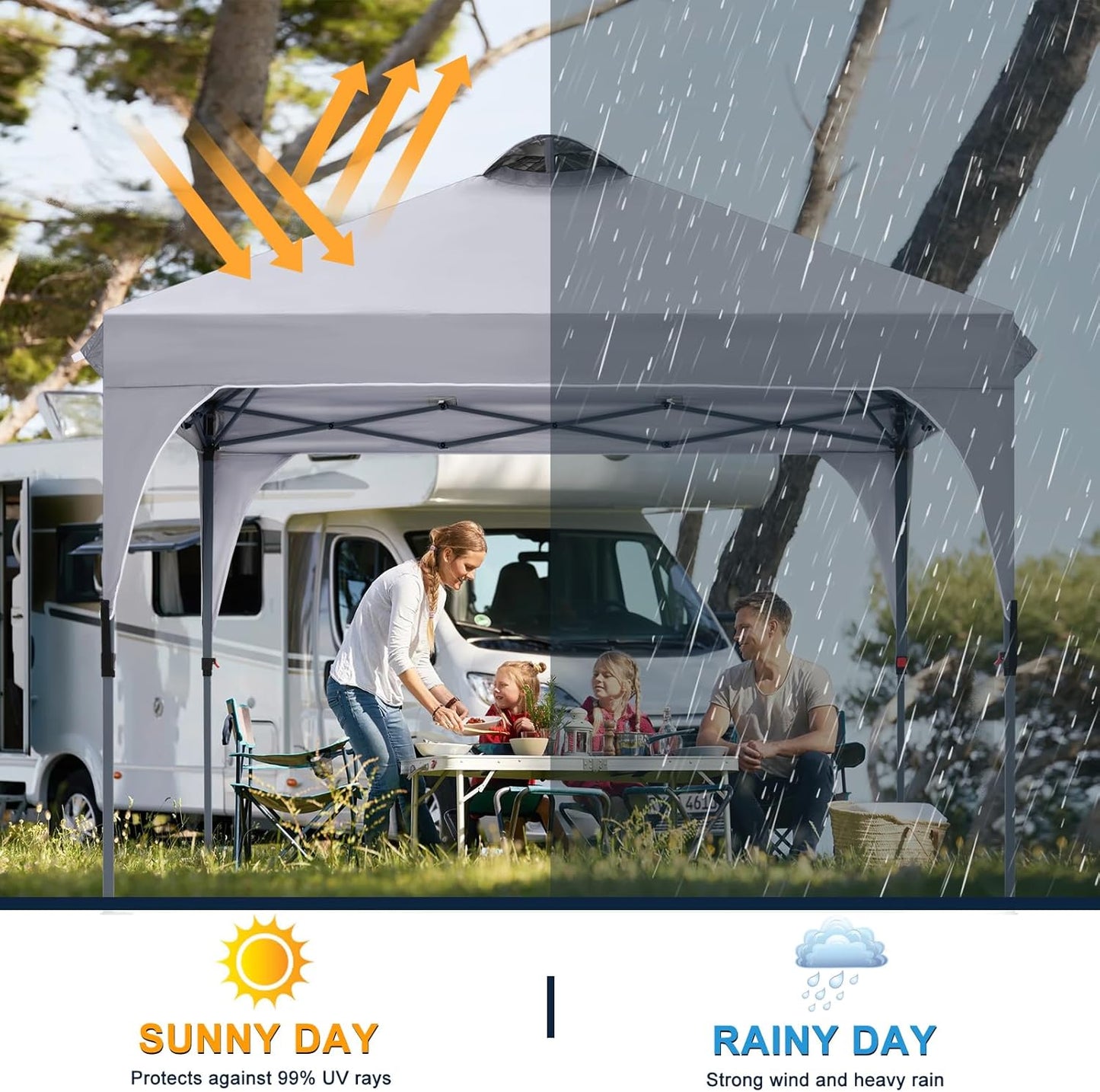 COOSHADE Pop Up Canopy Tent, 10x10 Easy Setup Instant Canopy Sun Shelter Beach Tent, Portable Sports, Grey