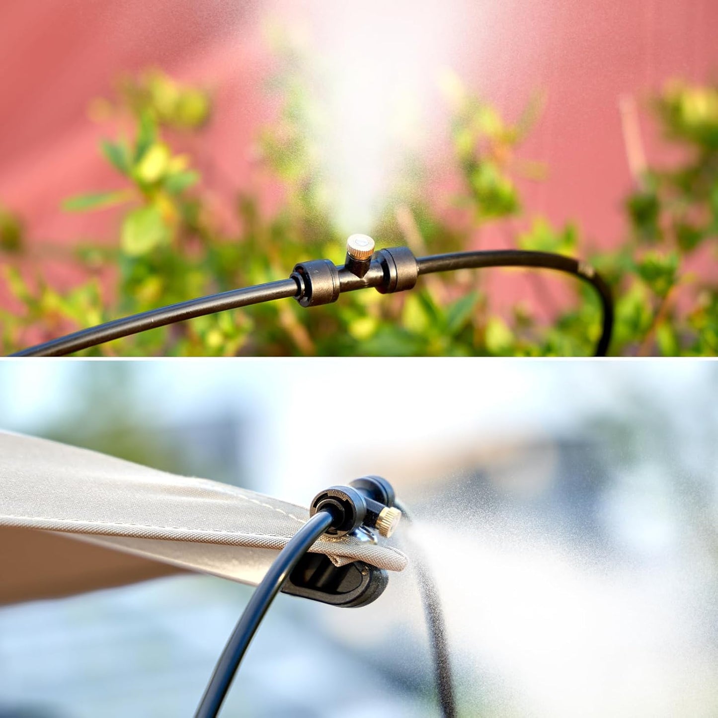 100FT Misting Cooling System for Patio & Garden - Brass Nozzles, UV-Resistant Tubing, DIY Installation - Water-Saving Backyard Mister for Outdoors, Greenhouse, Trampoline, Pool, BBQ Parties