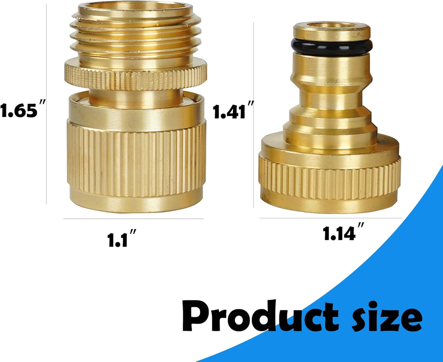 Hourleey Garden Hose Quick Connect, 6 Set Solid Brass 3/4 Inch GHT Thread Garden Hose Quick Connect Fittings, No-Leak Male and Female Water Hose Quick Release Connectors
