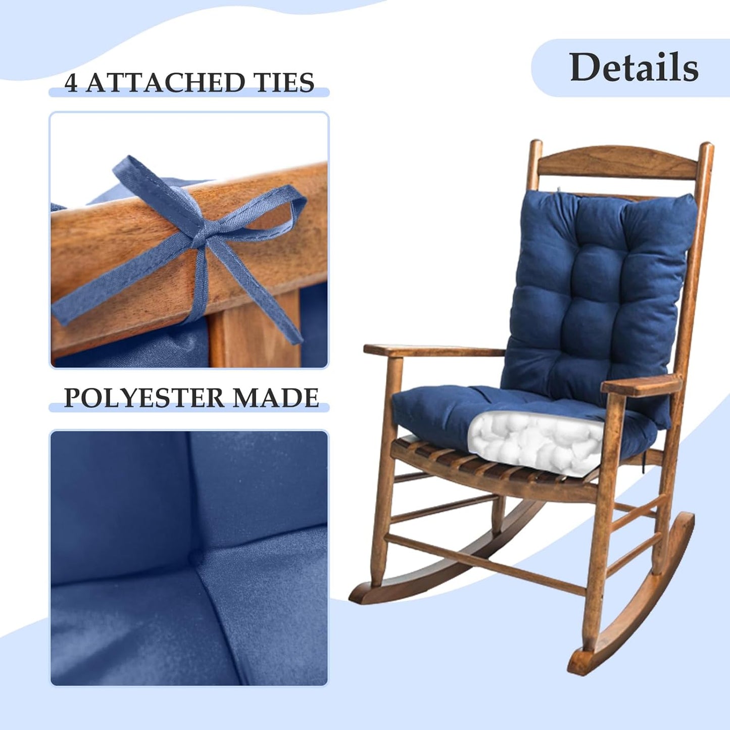 Indoor Outdoor Dining Chair Cushions, Pack of 1 Tufted Chair Cushions with Ties for Patio Furniture, Brown