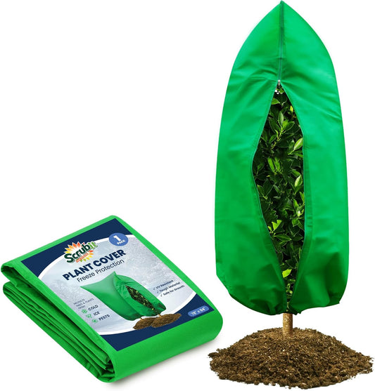 SCRUBIT Plant Covers Freeze Protection, 78"W x 94"H Frost Cloths for Outdoor Plants & Fruit Trees with Zipper and Drawstring, Thick Winter Plant Covers - Tree Frost Blankets for Shrubs