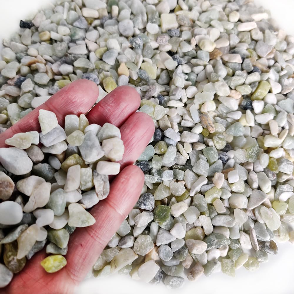 HappyFiller 18 Pound Small Rocks Decorative Tiny Pea Gravels for Aquarium Fish Tank Rocks,Indoor Outdoor Plants Catcus Succulent Top Dressing,Zen Garden,Vase Fillers,Light Green Mix,0.31-0.47"