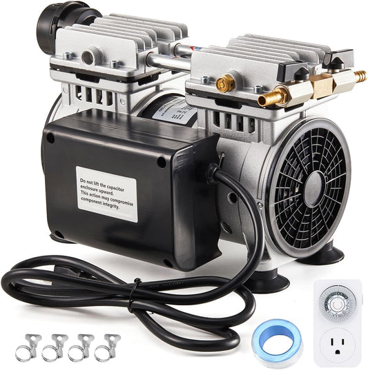 Pond & Lake Aeration System,Pond Aerator Pump,550W Power 5.2CFM for Up to 3 Acre with Timer,3/4 HP Compressor (NO Diffusers, 1)