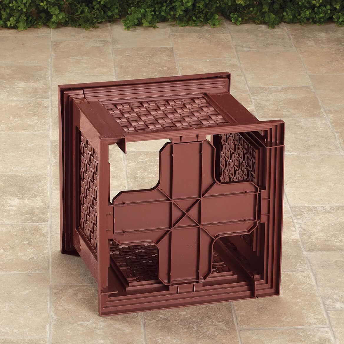 Fox Valley Traders Lightweight All-Weather Rattan-Style Planter Box - Versatile Presentation - Premium-Grade Polyethylene Material - Easy Assembly - 14.75" x 14.75" x 13.75", Brown Design