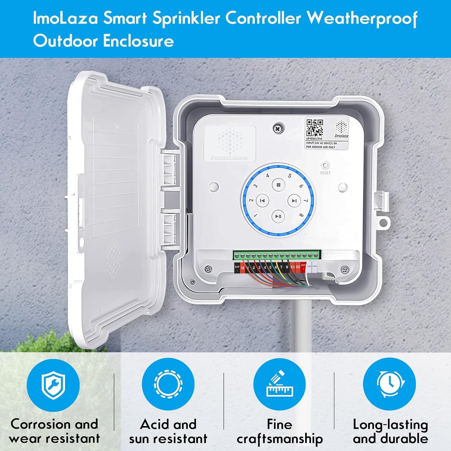 ImoLaza Waterproof Sprinkler Controller Box, Weatherproof Outdoor Enclosure for ImoLaza Sprinkler Controllers, Compatible 4 Zones, 6 Zones, 8 Zones, 12 Zones, 16 Zones