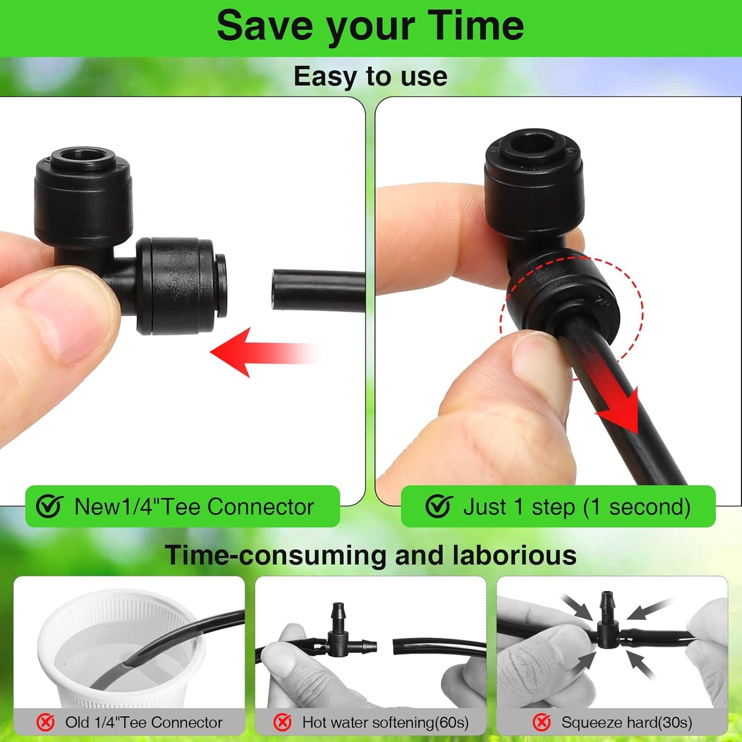 MIXC 24 Pack 1/4" Drip Irrigation Elbow Coupling Connector, Quick Connect Garden Hose Elbow Connector 90 Degree, Leak Free Irrigation Tubing Connectors for Drip Irrigation System