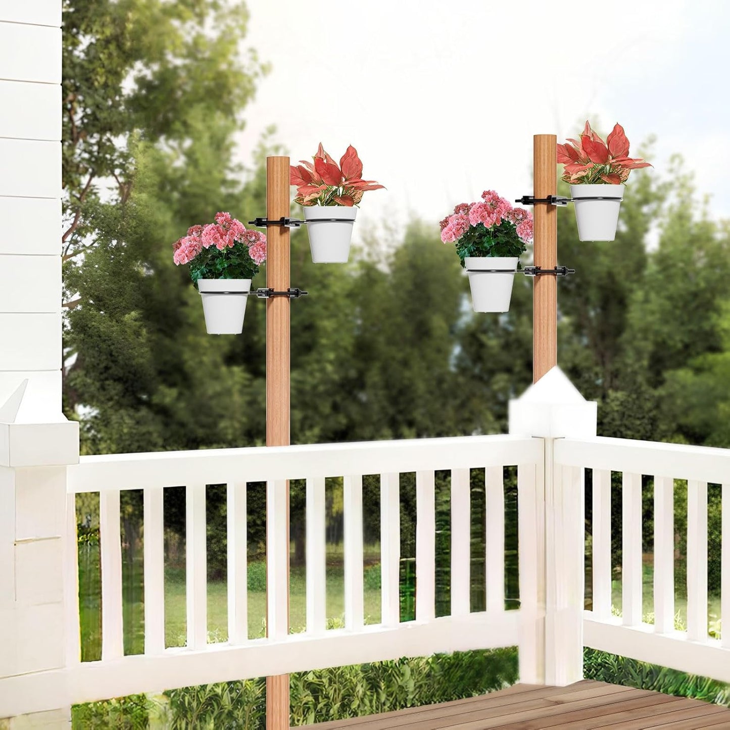 5Inch Hanging Baskets for Plants, Deck Planters for Railing, Wall Mounted Metal Planter Hanger for Balconies, Terraces, Railings, and Indoor and Outdoor Plants