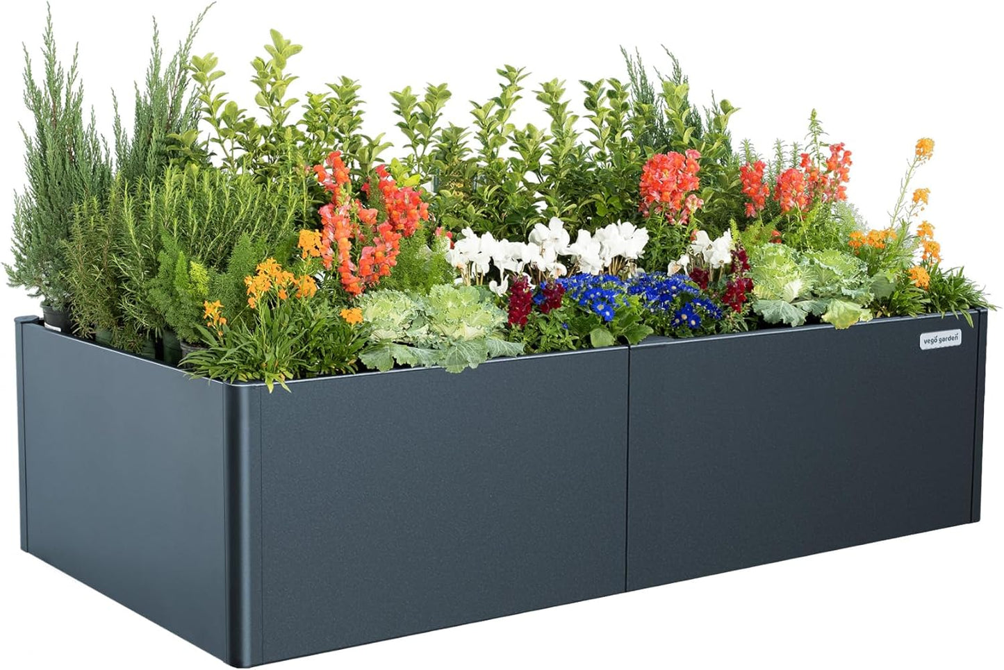 Vego garden Modern Raised Garden Bed 17" Tall 42" x 83" Heavy Large Metal Planter Box for Trees Plants Flowers Double-Walled Steel Planters for Commercial Residential Patio, Midnight Blue