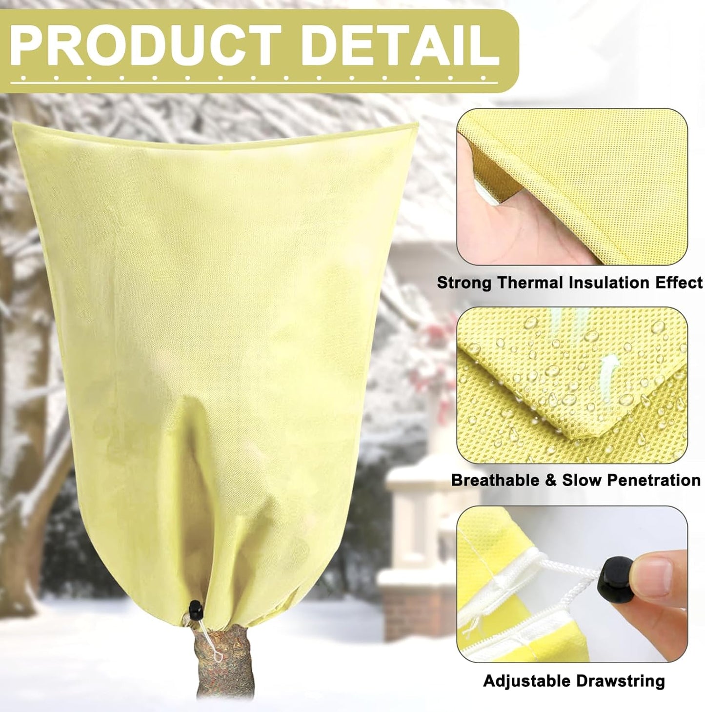 DQS 2 Pack Plant Covers Freeze Protection, 39.3" W x39.3 Winter Frost Protection Blankets Frost Cloth,Suitable for Outdoor Winter Frost, Cold Weather, shrubs, Trees, Jackets, and coverings