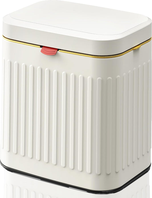 GloDeals Kitchen Trash Can with Lid, 2 in 1 Small Garbage Can Compost Bin Countertop, Wall-Mounted Under Sink Indoor Trash Bin for Kitchen, Bathroom, Cabinet Trash Can Hanging (4L, White/1.05 Gal)