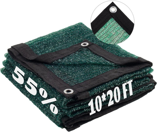 LOVE STORY 10x20FT 55% Green Shade Cloth Sun Shade Net with Grommets Sunblock Net Mesh Tarp for Garden,Plants Cover,Greenhouse and Patio