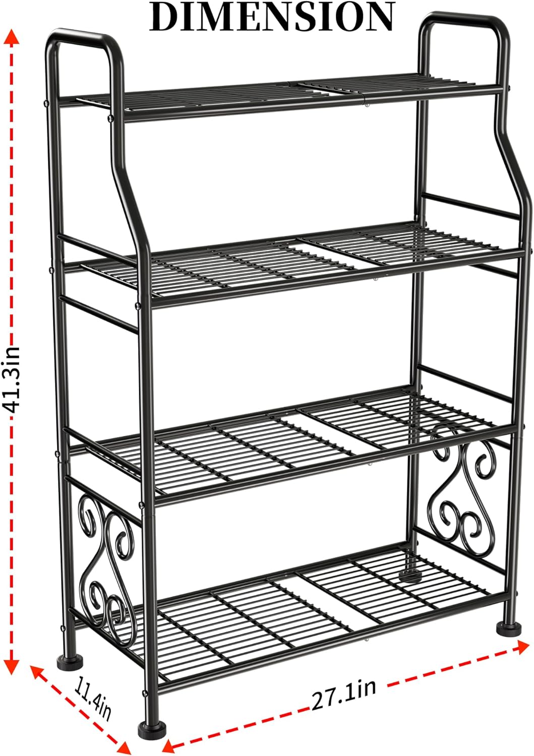 GIOTORENT Plant Stand Outdoor Indoor 4 Tier Metal Waterproof - 41.3" Plant Shelf for Patio, Balcony, Living Room, Large Capacity Tiered Plant Rack, Black
