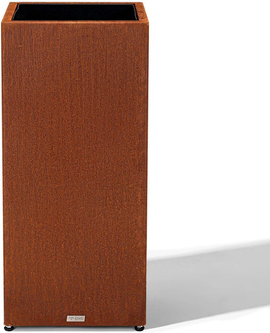 Tall Corten Steel Planter Box for Outdoor Porch/Patio, Pedestal Planter Metal Rusted Planters with Grow Bag, Naturally Rusting Steel Flower Pot,Rustic Décor for Patio,Garden,Deck,Backyard