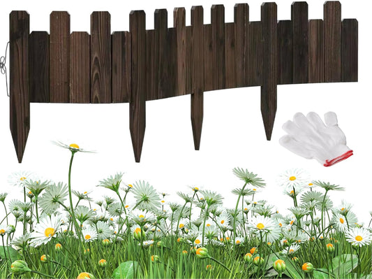 3Pack Wood Garden Edging Garden Fence Border No Dig Landscape Edging Lawn Border Decorative Flower Bed Border Courtyards Planting Tree Fence Patio Path Edging-9" H x 47.3" L (Total Length 11.8FT)