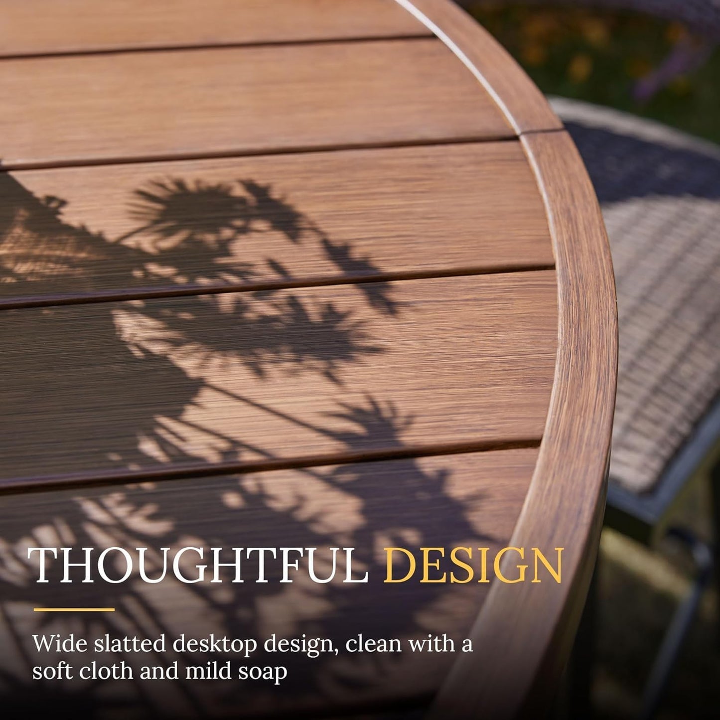 VICLLAX Patio Dining Set for 8, Outdoor Furniture Set Includes 53" Round Patio Table and 8 Patio Sling Chairs, Walnut Wood-Like Tabletop and Brown Fabric