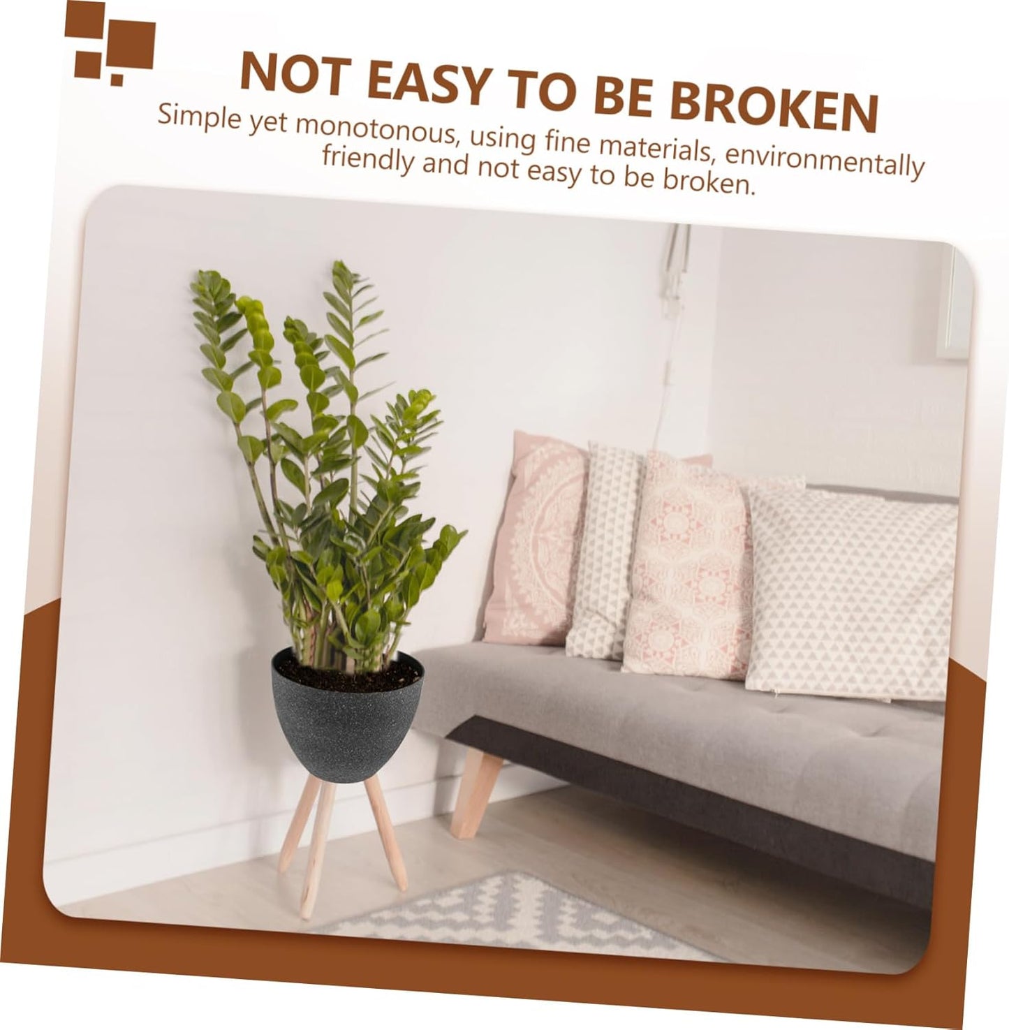 Black Resin Flower Pot Large Round Succulent Planter for Indoor Outdoor Use Frost-Resistant Plants Container for Home Desk Bathroom Decor