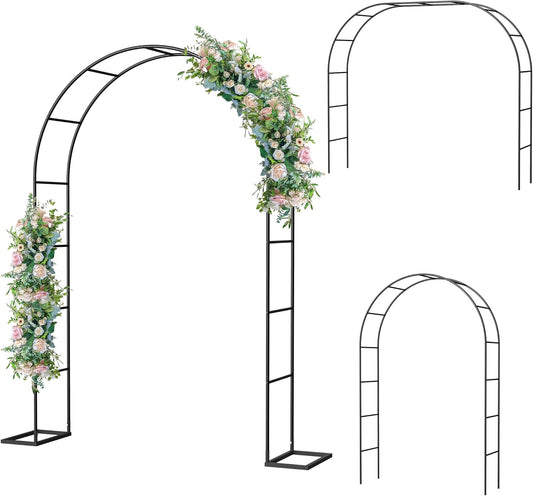 Metal Garden Arch Trellis Arbor, Wedding Arch Stand with Steel Frame,5.3'W * 7.6'H or 7.9'W * 6.3'H Ft,for Garden Arbor Trellis & Climbing Plant, Bridal Party & Ceremony Decorations (Black)