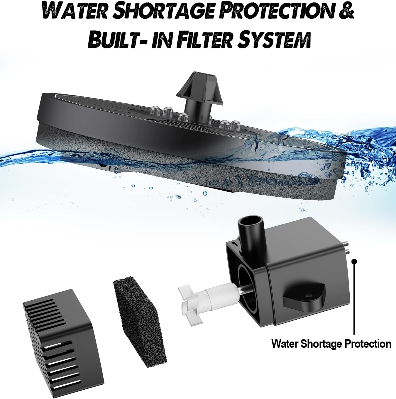 Solar Fountain Glass Panel with 2200 mah Battery, 3.5W Floating Solar Water Fountain with 4 Fixed Rods, Solar Fountain Pump for Bird Bath, Garden, Pond, Pool, Outdoor-Colorful Lights