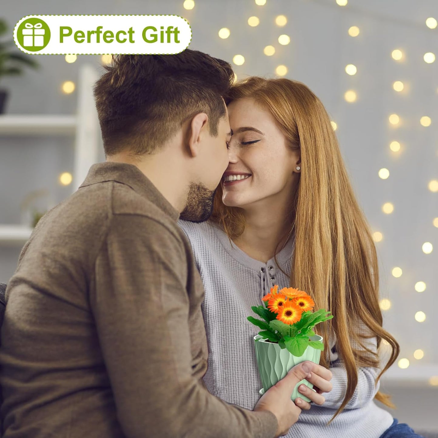 4 inch Small Plastic Nursery Pots, 5 Pack Water Ripples Plant Pots for Indoor Plants, Flower Pots with Drainage Holes and Saucers, Seeding Starter Planters for Decorative, Green