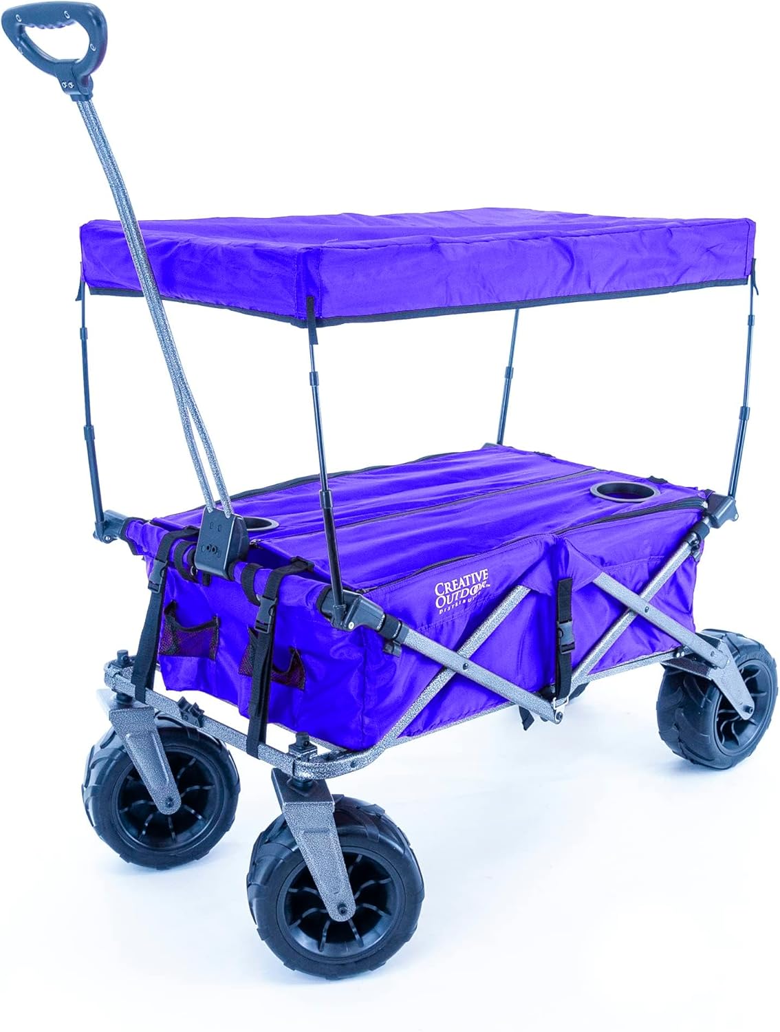 Creative Outdoor Push Pull Stroller Wagon, Beach Hauler XXL Deluxe with Canopy, Collapsible and Portable Heavy Duty Folding Cart, Supports up to 200lbs Weight Capacity, Giant 10" Wheels