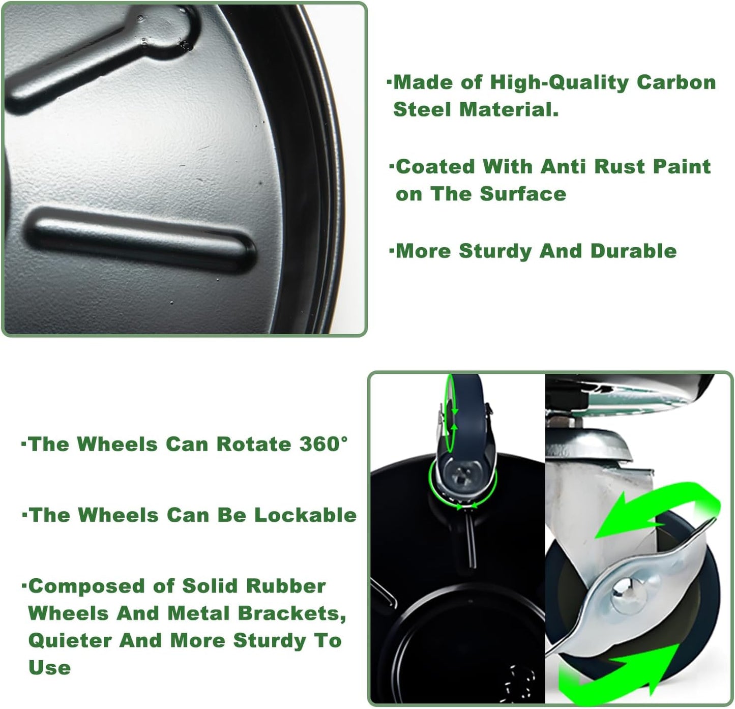 1 Pack Metal Plant Caddy with Wheels 20 Inch Black, Round Rolling Heavy Duty Plant Dolly, Heavy Plant Pot Mover Outdoors or Indoors, The Metal Wheel Can Rotate 360 Degrees or Lockable.