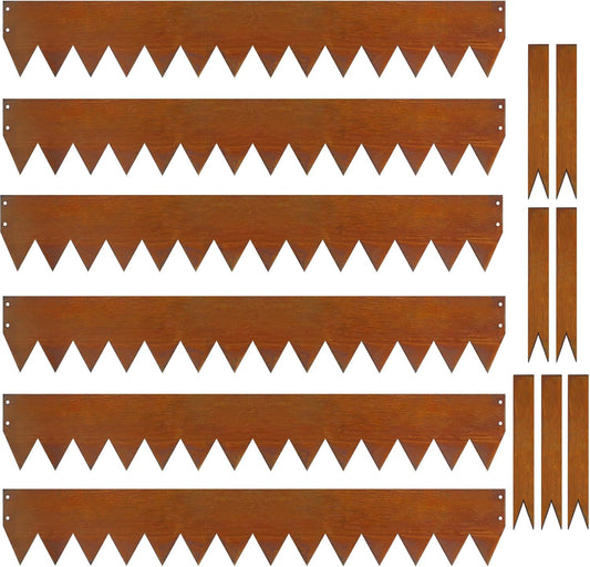 40" L X 6" H Corten Steel Landscape Edging,6 Pack Landscape Edging with 7 Clips and Gloves,Garden Edging Border for Lawn, Flower Bed, Yard (Rust-Colored)