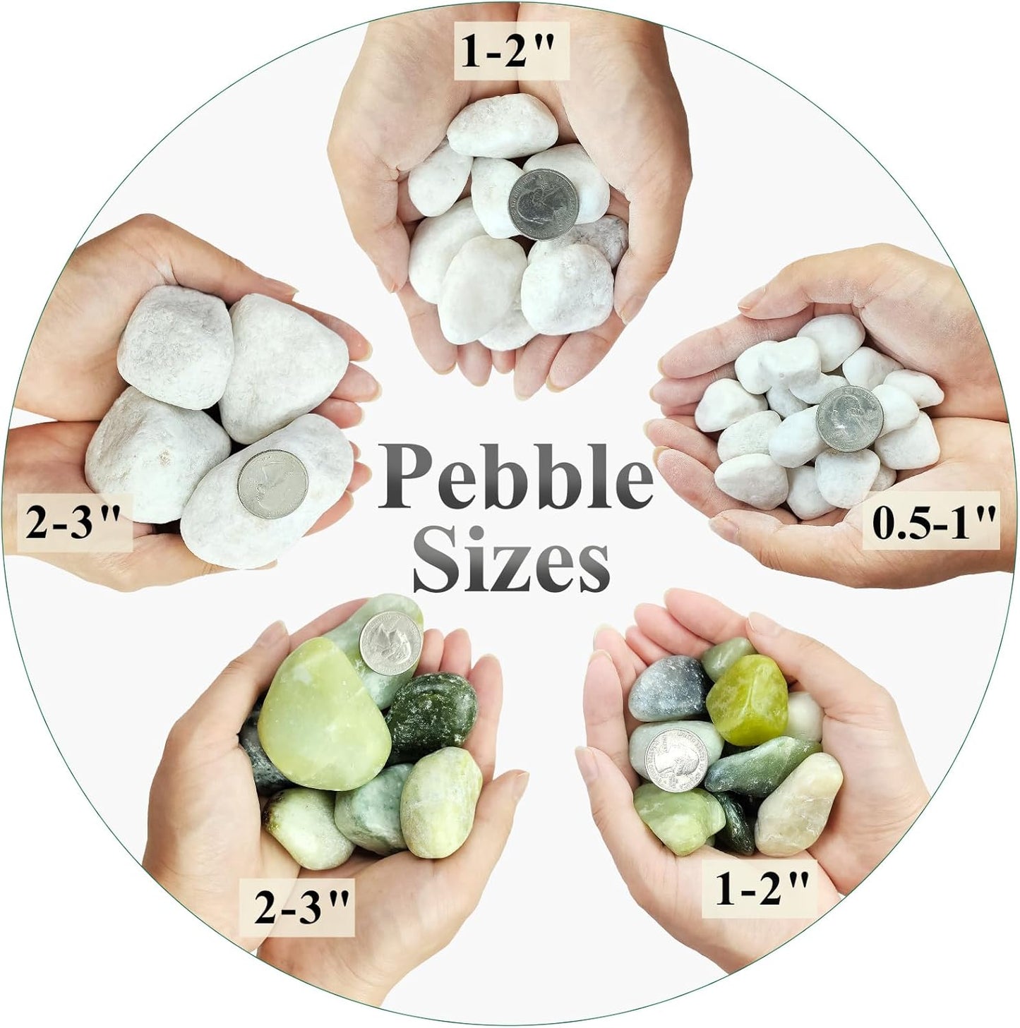40 lbs White Rocks for Landscaping, 1-2 Inch White Gravel. Decorative Pebbles Stones for Plants, Vases, Craft and Garden